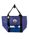 A Large upcycled purple tote bag - Front View